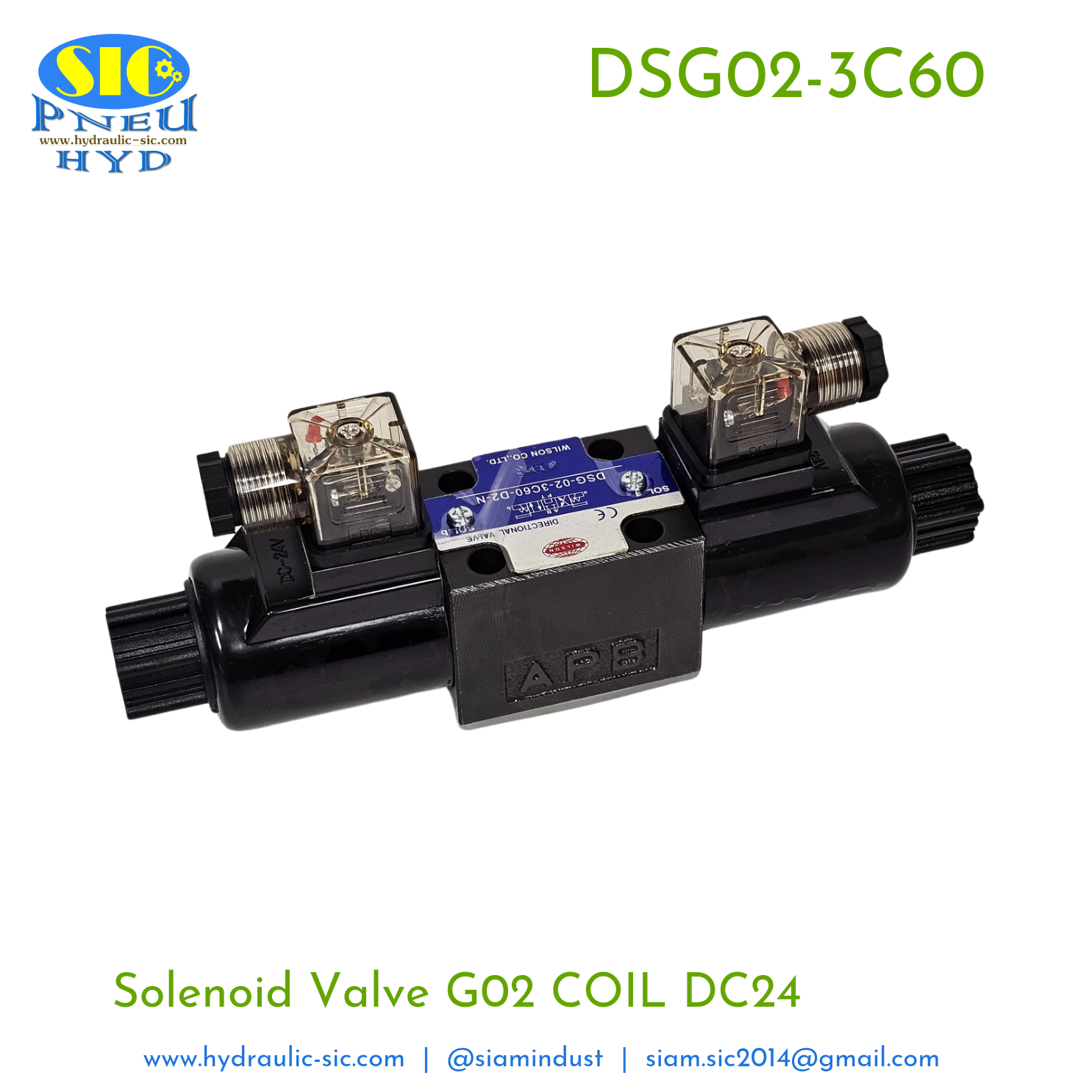 DSG-02-3C60-AC** / DC** Solenoid Valve Hydraulic G01/G02 ตำแหน่ง A B บล๊อก / P ถึง T (WILSON)