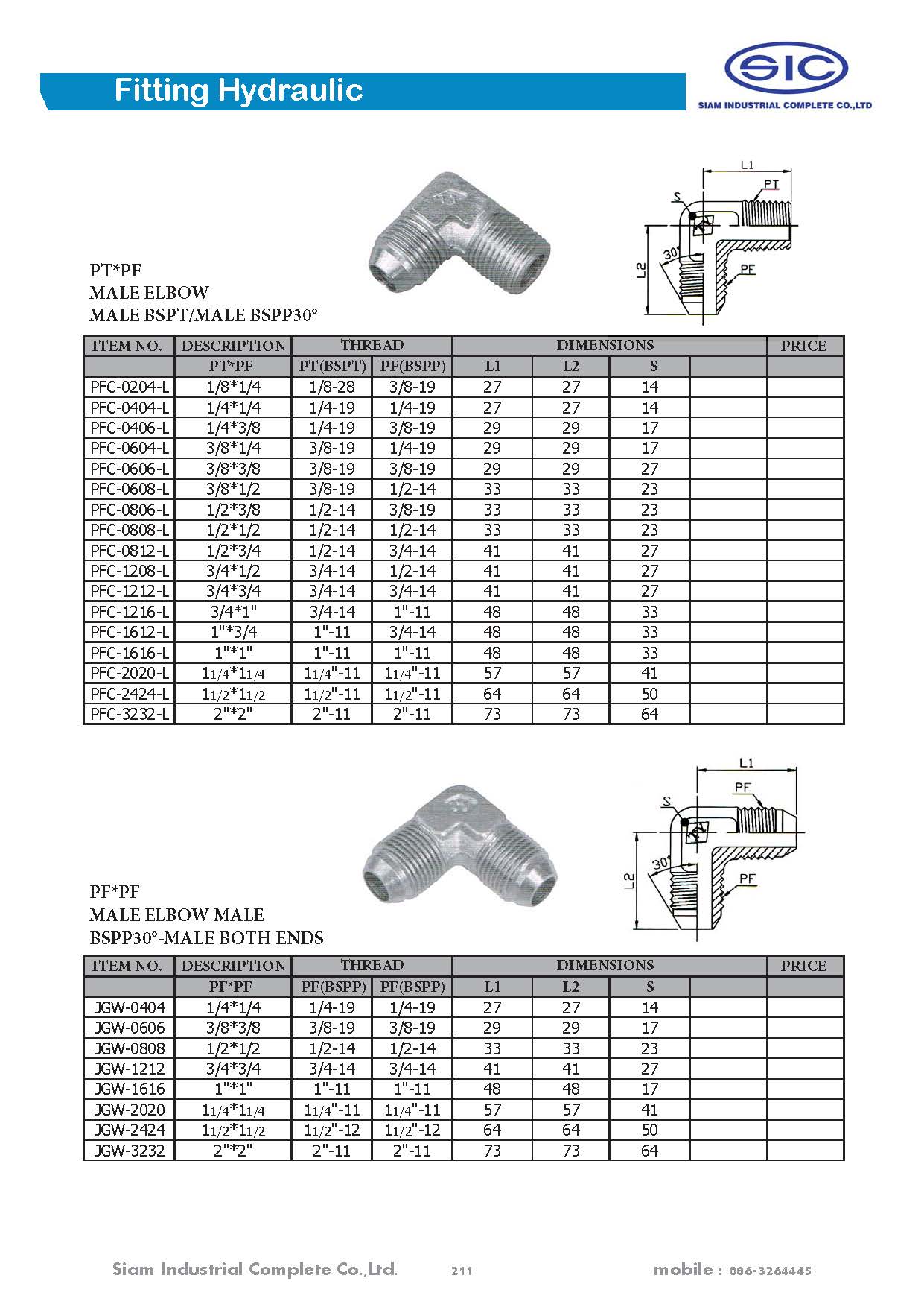 ข้อต่อไฮดรอลิค Fitting Hydraulic 3000 PSI