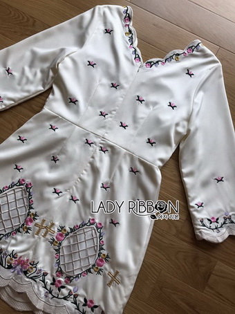 Anna British Mini Mini Flower White Crepe Mini Dress