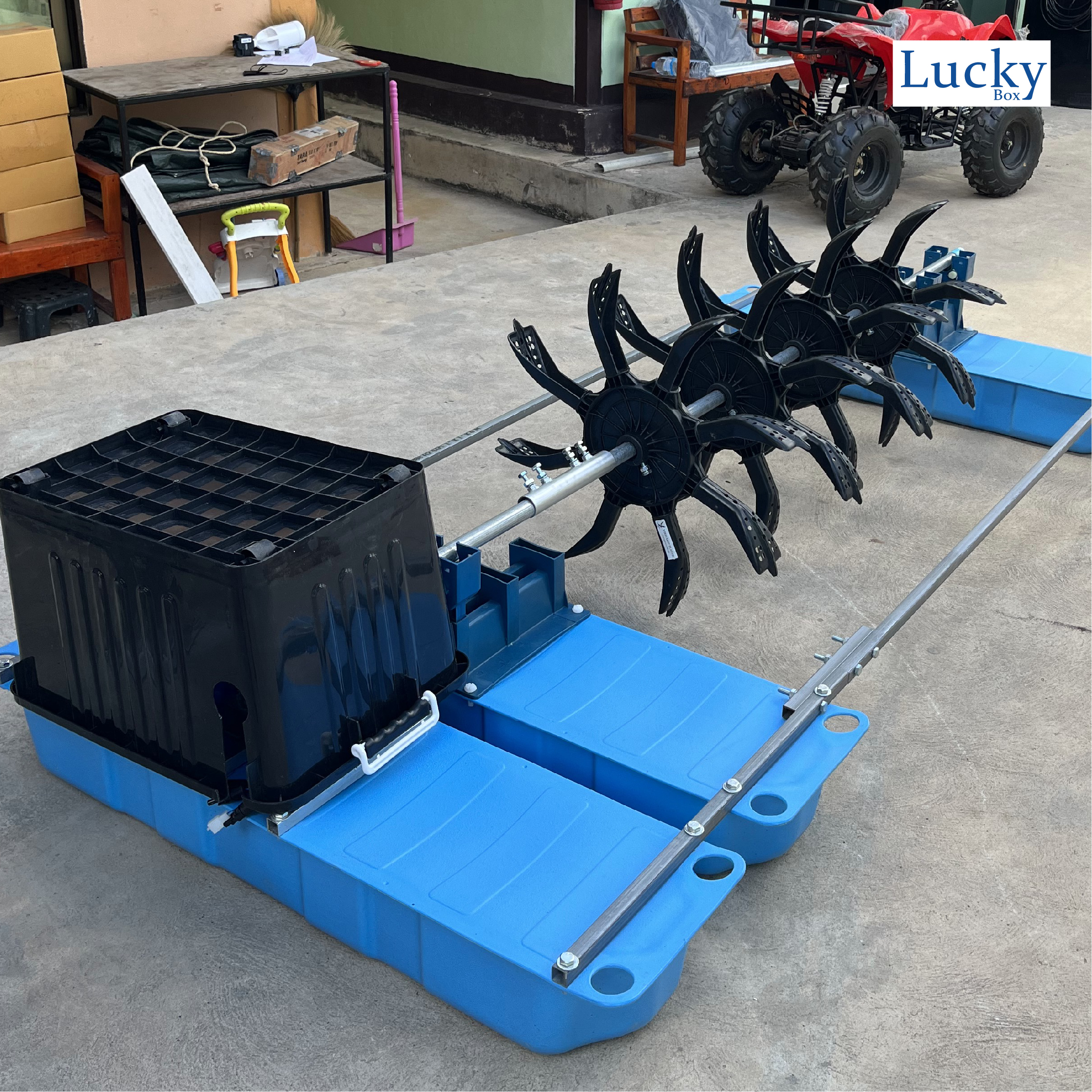 กังหันตีน้ำโซล่าเซลล์ [ รุ่น 24V 350W 4 ใบพัด ] รุ่นแยกแผงโซล่าเซลล์ กังหันตีน้ำเพิ่มออกซิเจน บำบัดน้ำเสีย โซล่าเซลล์ พลังงานแสงอาทิตย์