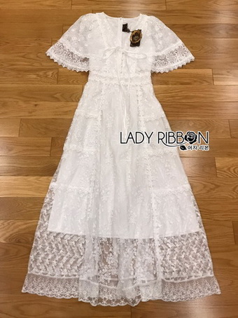 Lady Lace-Down White Lace Dress