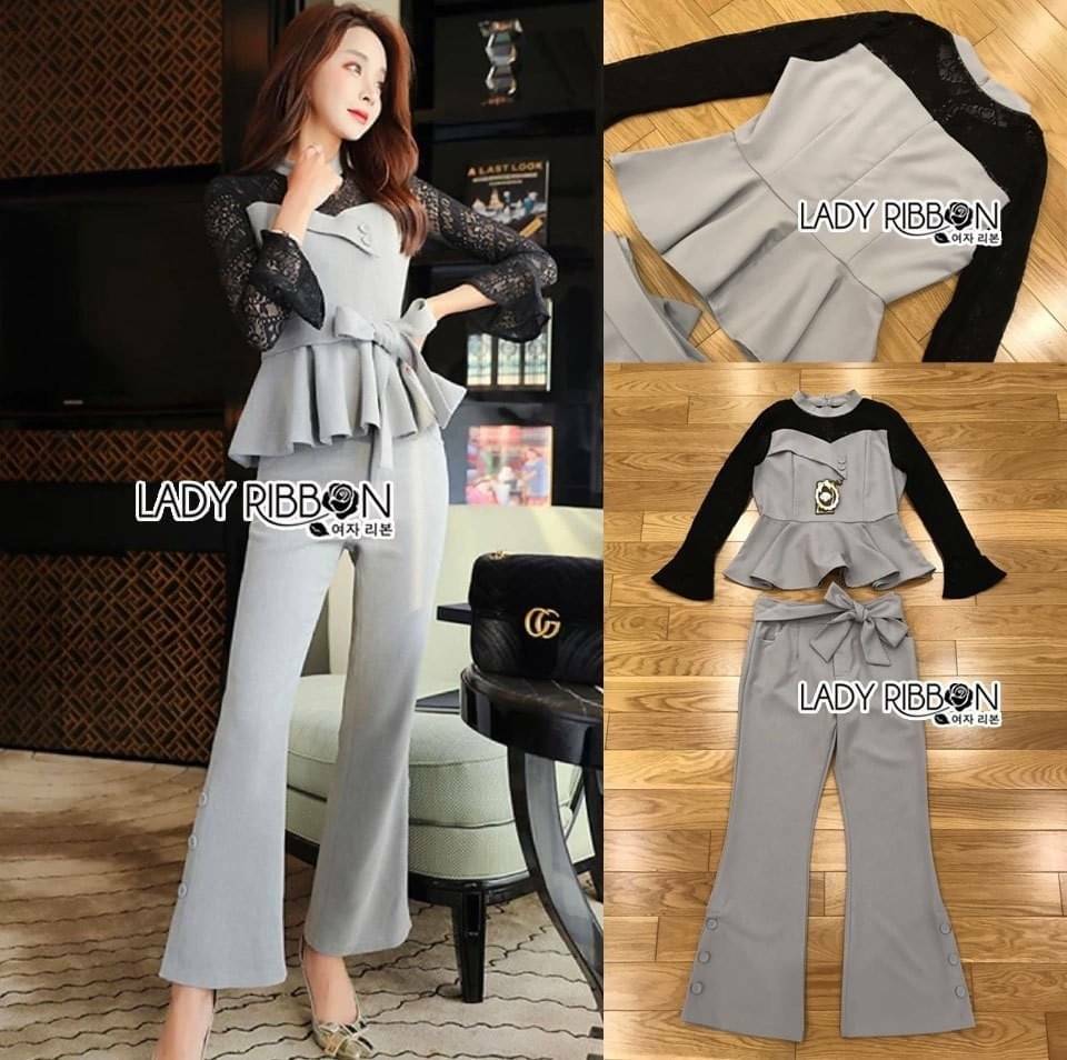 เซ็ตเสื้อแขนยาวผ้าลูกไม้สีดำ