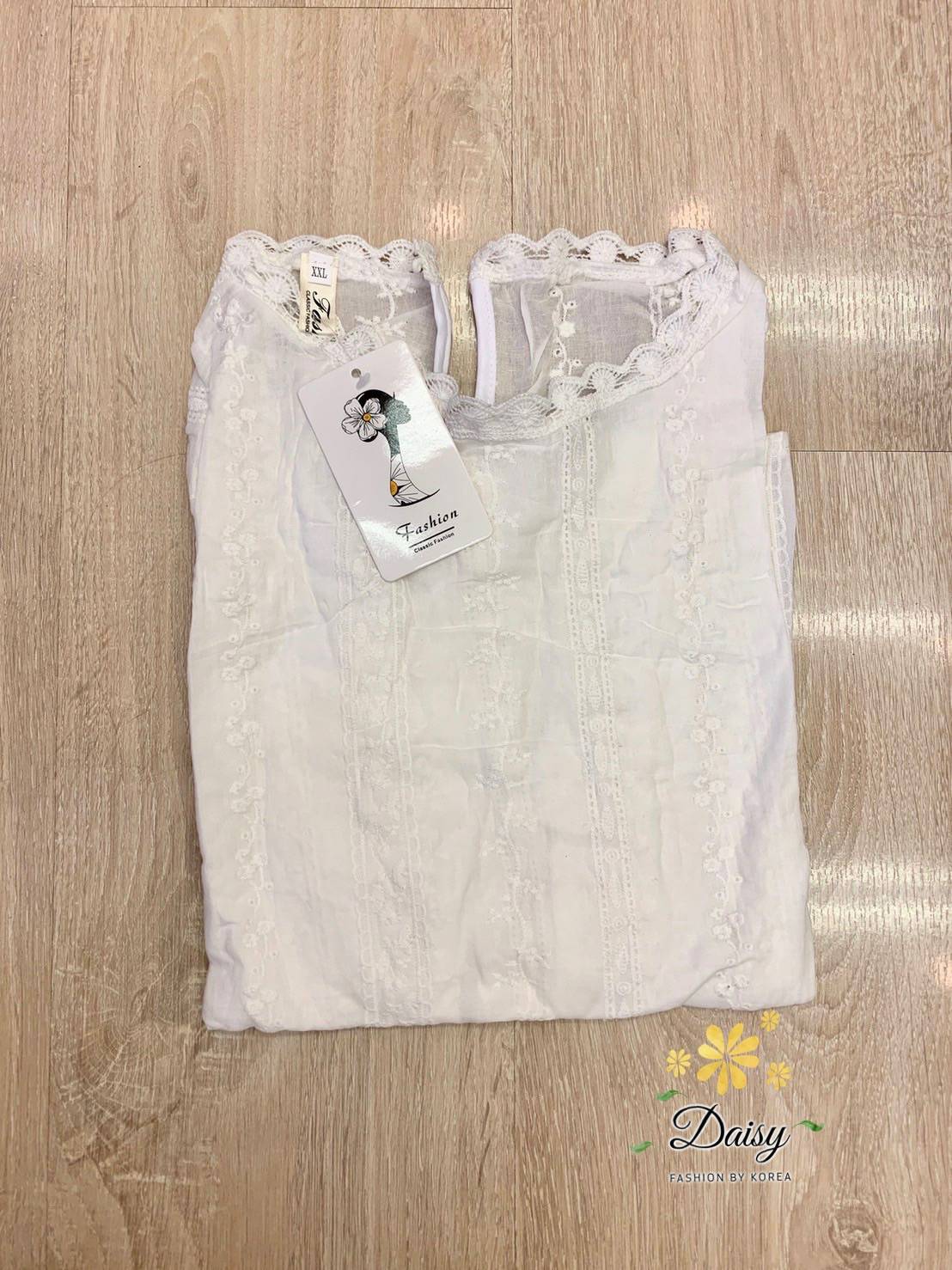 เสื้อลูกไม้ผ้าคอตตอน แขนจ้ำ