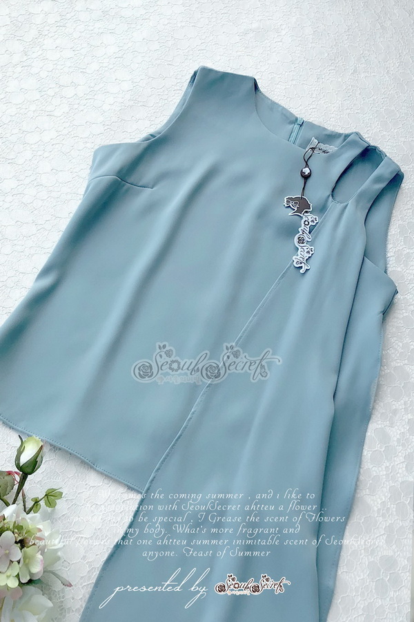 เสื้อแขนกุดเนื้อผ้าเครปเรียบๆดูสวยหรู