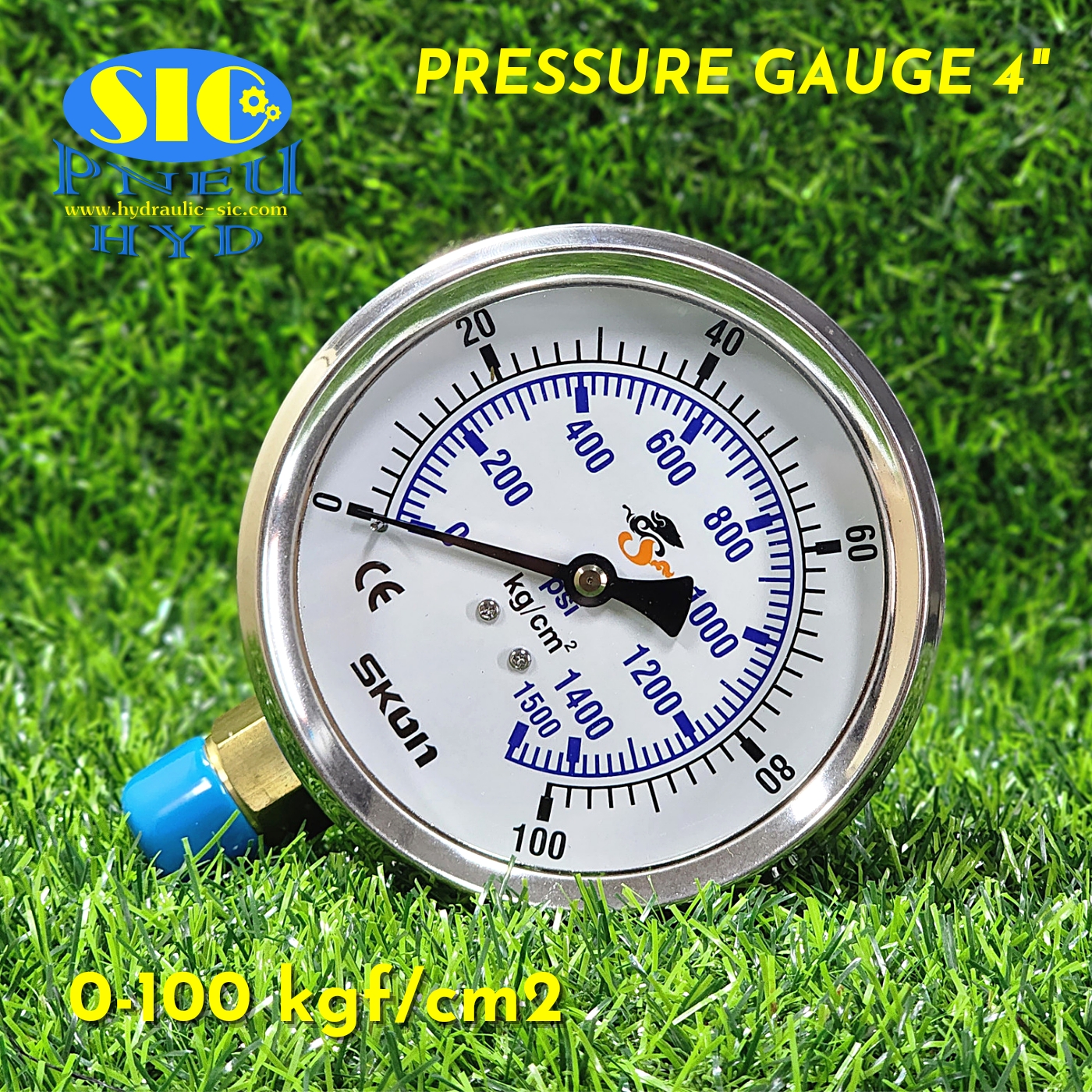 Pressure Gauge เกจวัดแรงดัน (421-21-*** : หน้าปัด 4" เกลียวออกข้าง) (SKON)