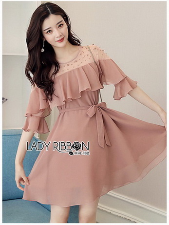 Lady Ribbon Chiffon Dress เดรสผ้าชีฟอง