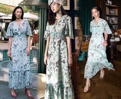 Maxi Dress สุดเก๋ทรงคอ vมีพู่ห้อยผูกโบว์