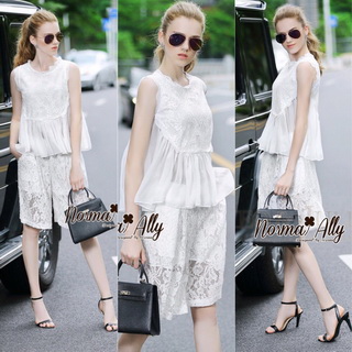Lady Ribbon Online เสื้อผ้าออนไลน์ขายส่ง Normal Ally เสื้อผ้า NA08180816 🎉Normal Ally Present Lace white princess summer set🎉