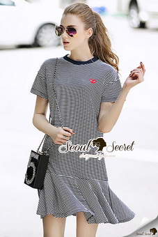 Lady Ribbon Online เสื้อผ้าออนไลน์ขายส่ง Seoul Secret เสื้อผ้า SS14180816 Seoul Secret Say's .... Gommy Stripe Chic Dress