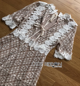 Lace with Lady Ribbon Nude Lining Mini Dress