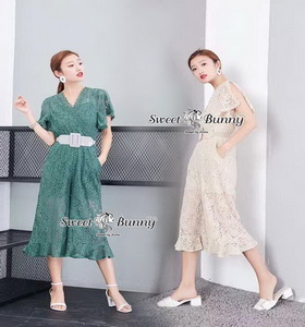 Lace Jumpsuit With Belt