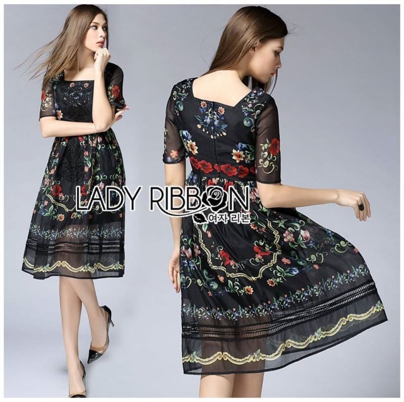 Polyester Dress เดรสผ้าโพลีเอสเตอร์พิมพ์ลาย