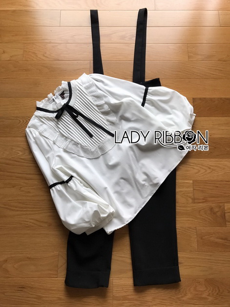 Blouse with Black Lady Ribbon Jumpsuit