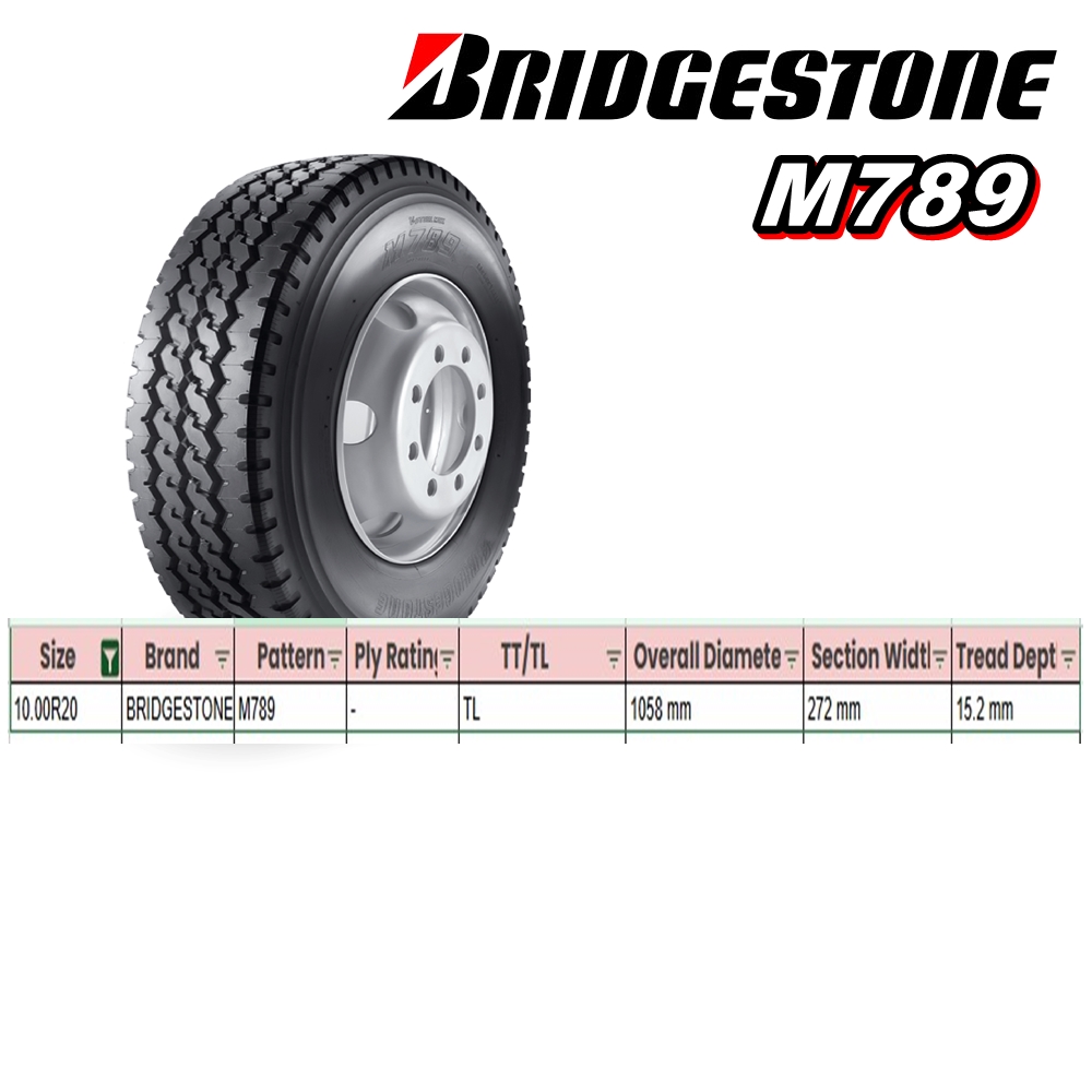 ยางรถบรรทุก เรเดียล ขนาด 10.00R20 รุ่น M789 ยี่ห้อ BRIDGESTONE