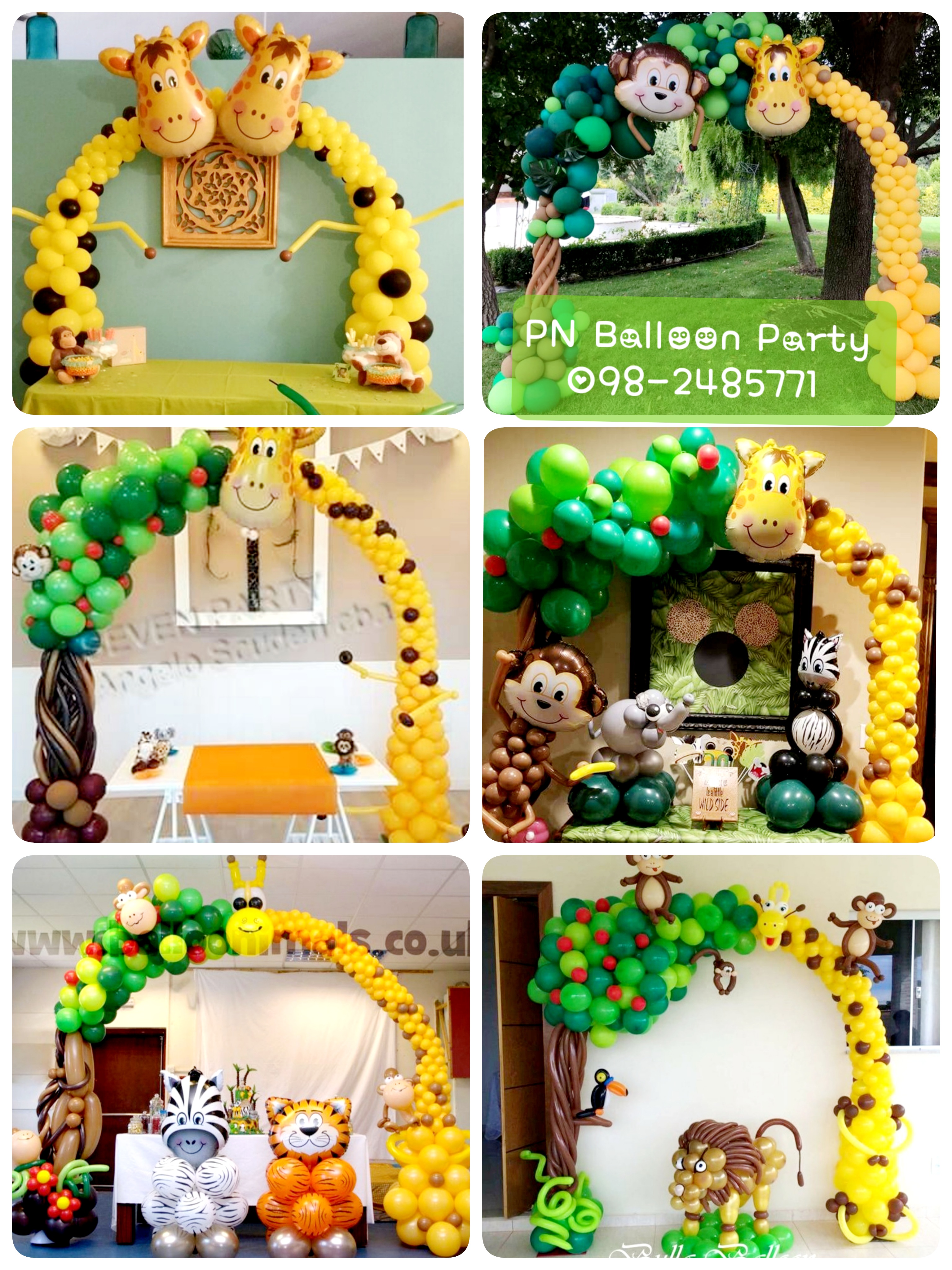ซุ้มโค้งยีราฟ ต้นไม้ สวนสัตว์ Giraffe Tree Zoo Wild Animals Balloons colum
