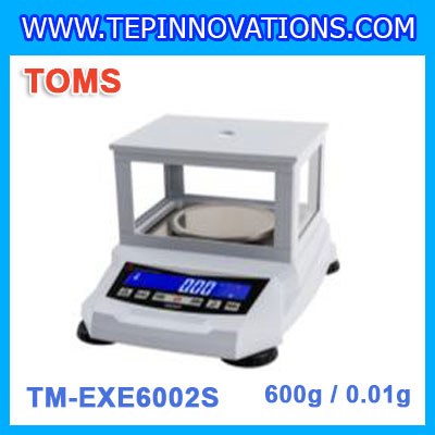 เครื่องชั่งดิจิตอล ทศนิยม 2 ตำแหน่ง รุ่น TM-EXE6002S พิกัด 600g x 0.01g พิกัดน้ำหนัก 600g ความละเอียด 0.01g เครื่องชั่งละเอียดสูง Precision Balance ยี่ห้อ TOMS รุ่น TM-EXE6002S