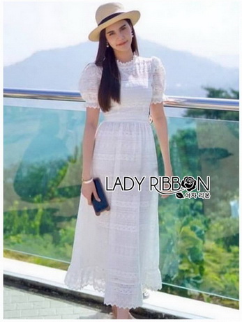 Lady Camilla Vintage Style White Cotton Dress