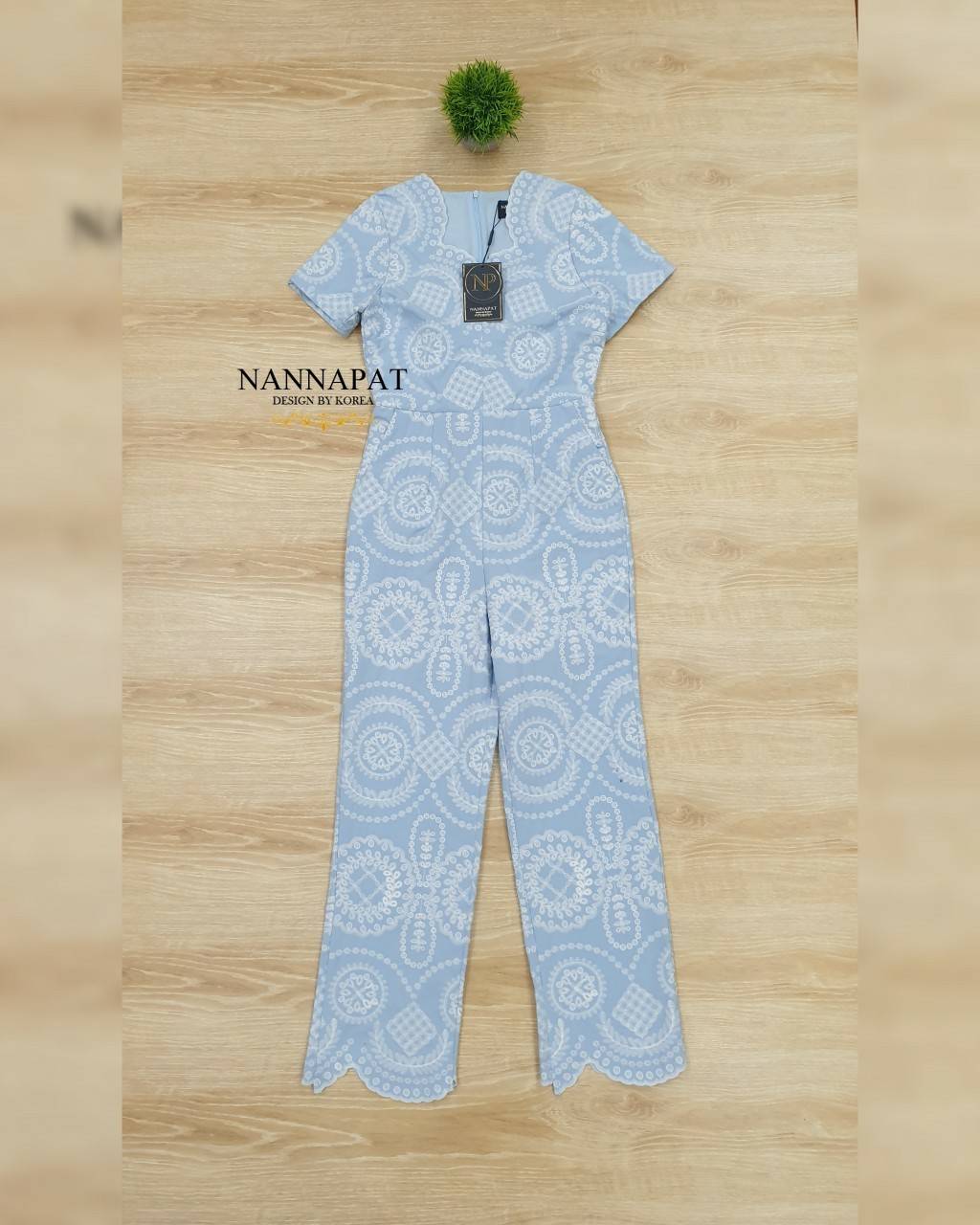 จั้มสูทงานปักกางเกงมีกระเป๋าข้าง