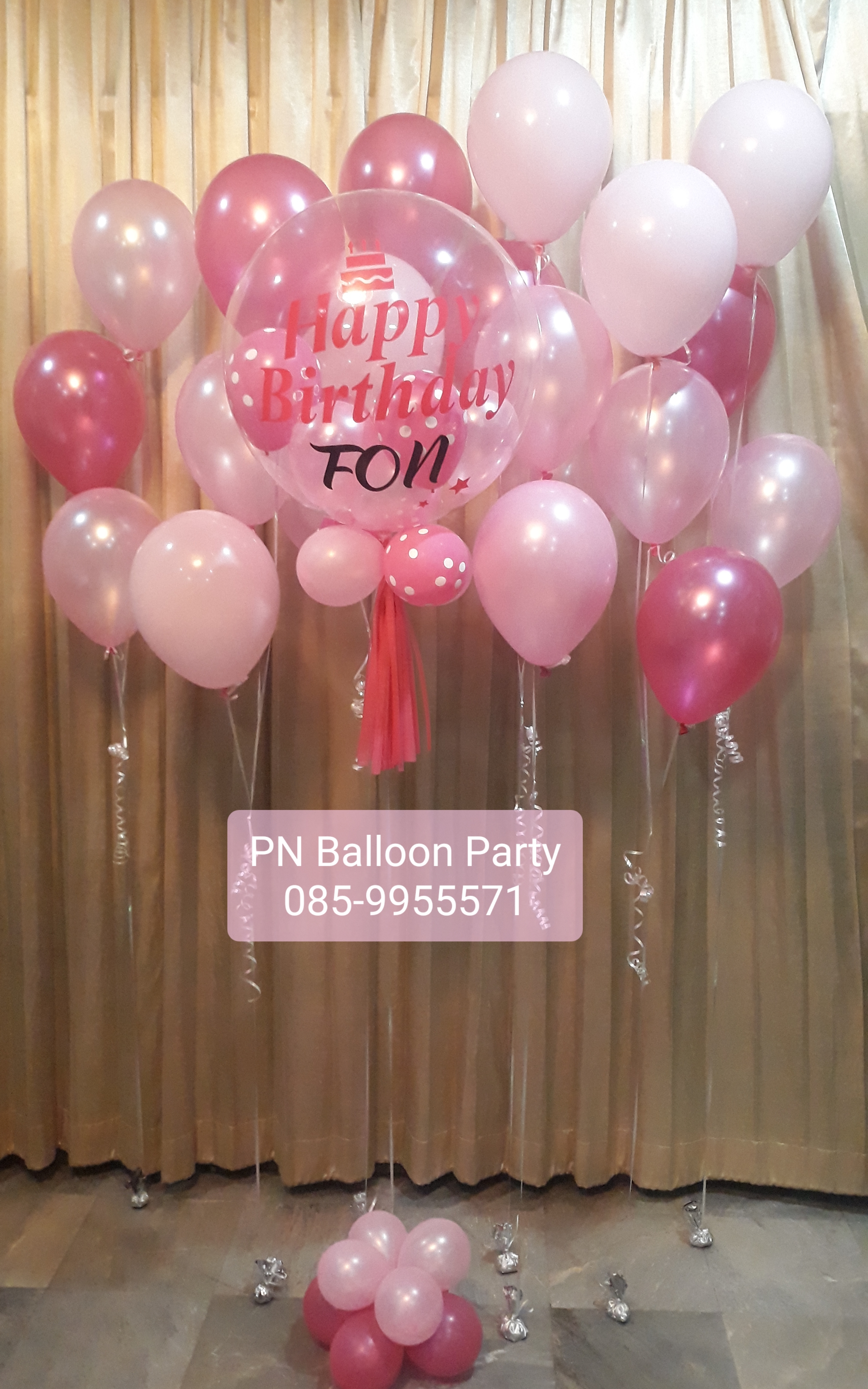 set ลูกโป่งวันเกิดสีชมพู Happy Birthday pink balloons