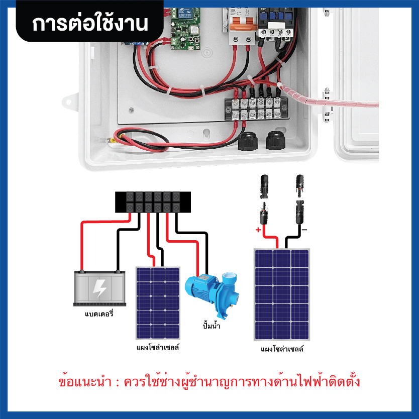 ตู้ควบคุมปั๊มน้ำโซล่าเซลล์ รุ่น PP3-D1-2W0 ตั้งเวลารดน้ำอัตโนมัติ