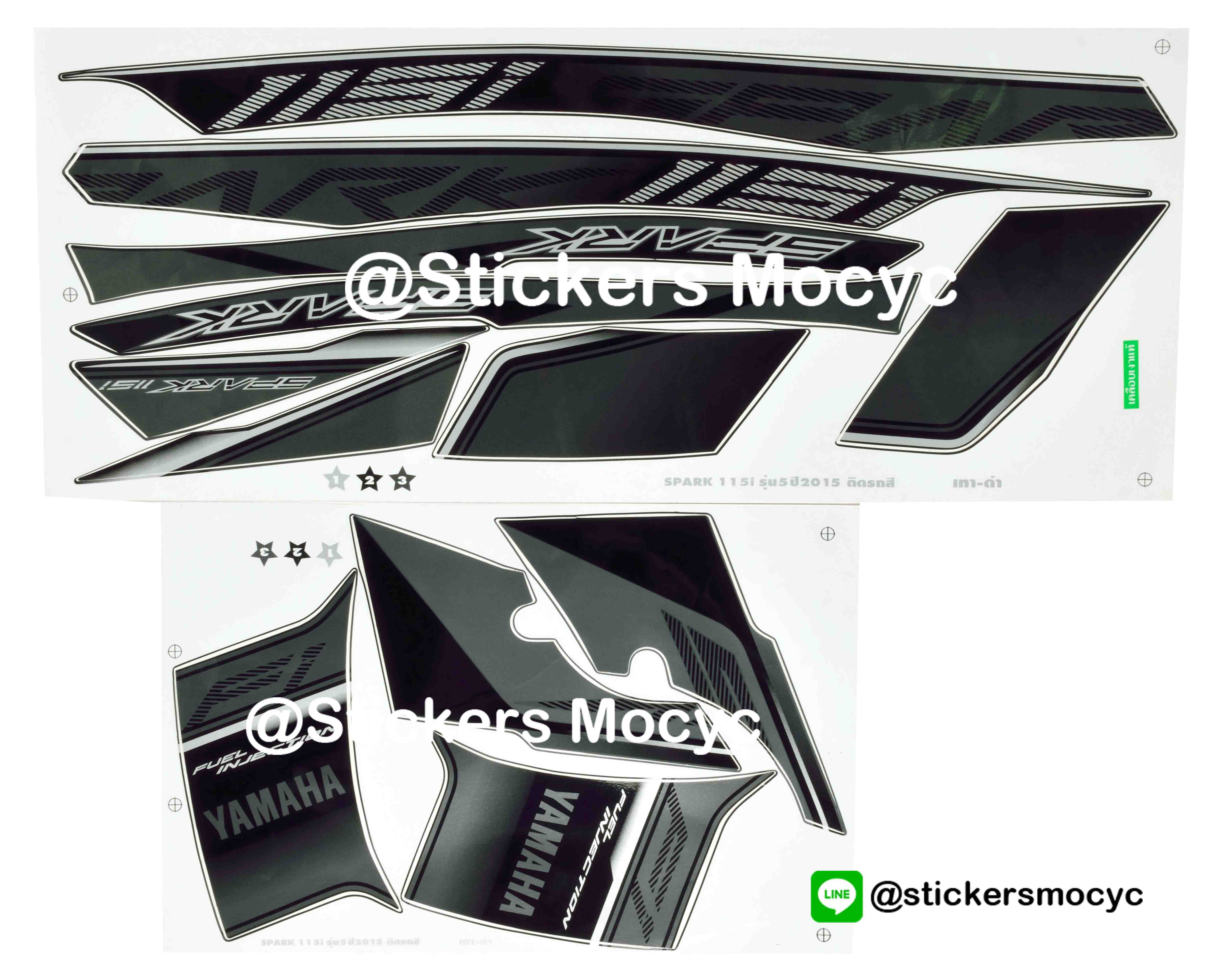 สติ๊กเกอร์ติดรถ มอเตอร์ไซค์ ยามาฮ่า สปาร์ค 115i Sticker Yamaha Spark 115i ปี 2015 รุ่น 5 ติดรถ สีเทา ดํา (เคลือบเงาแท้)