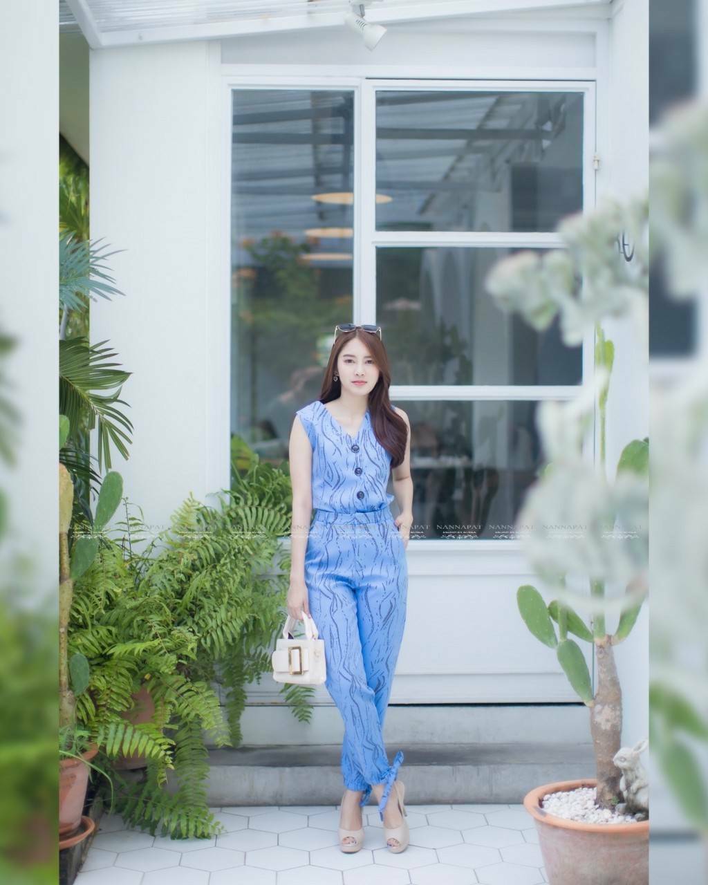 เสื้อกระดุมหน้า กางเกงมีกระเป๋าข้าง