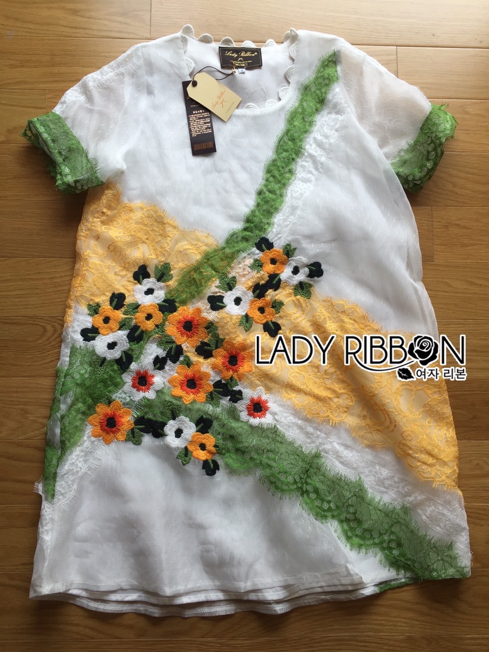 🎀 Lady Ribbon's Made 🎀 Evelyn Pretty Sweet Lace and Flower Embroidered Tulle Dress เดรสผ้าทูลล์ปักลายดอกไม้และผ้า