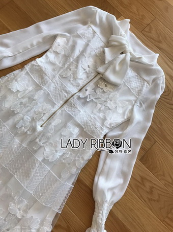 เดรสผ้าชีฟองสีขาวตกแต่งงาน