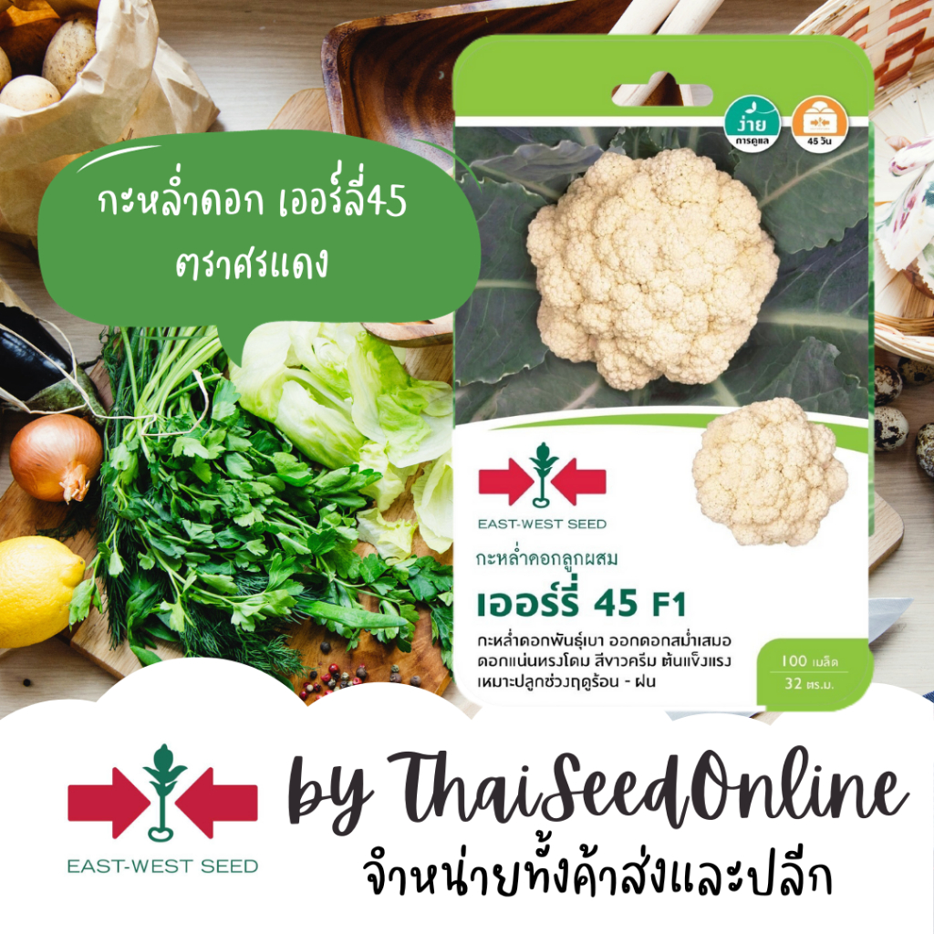 ตราศรแดง GGEW เมล็ดพันธุ์ กะหล่ำดอก เออร์ลี่45 100เมล็ด ตราศรแดง Cauliflower