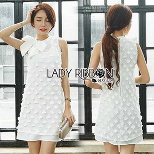 Lady Ribbon Embroidered White Chiffon with Ribbon