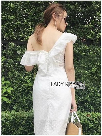 Elegant Middle Lady Ribbon Cotton Dress