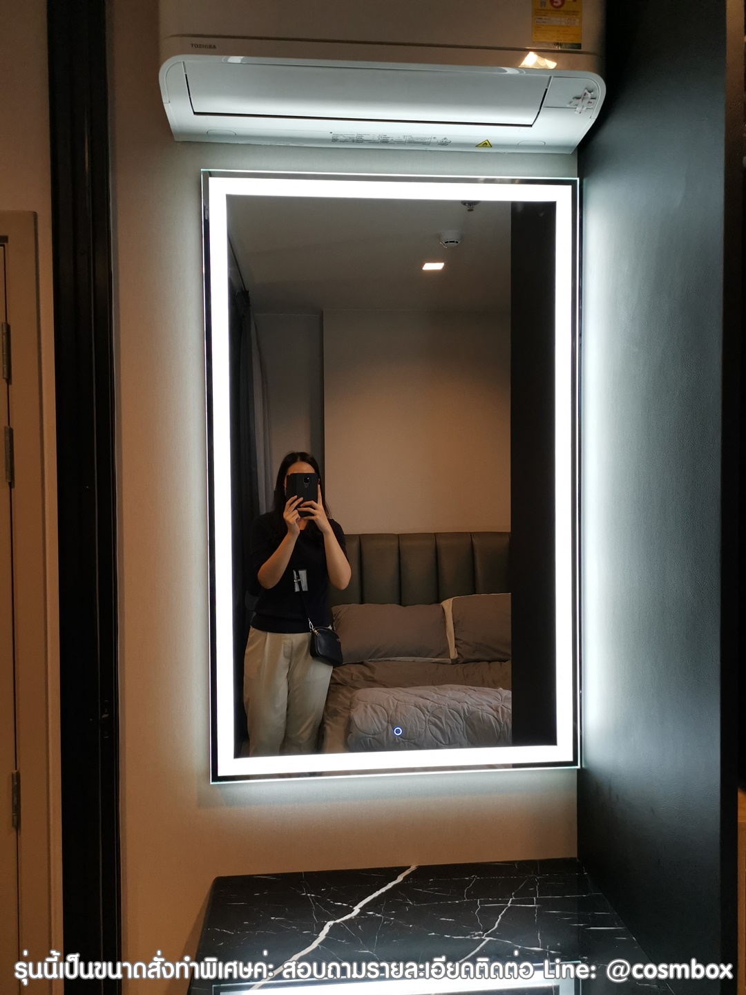 กระจกแต่งหน้า กระจกมีไฟ (ซ่อนไฟ) - 75 x 120 cm. (รุ่นแขวนผนัง)