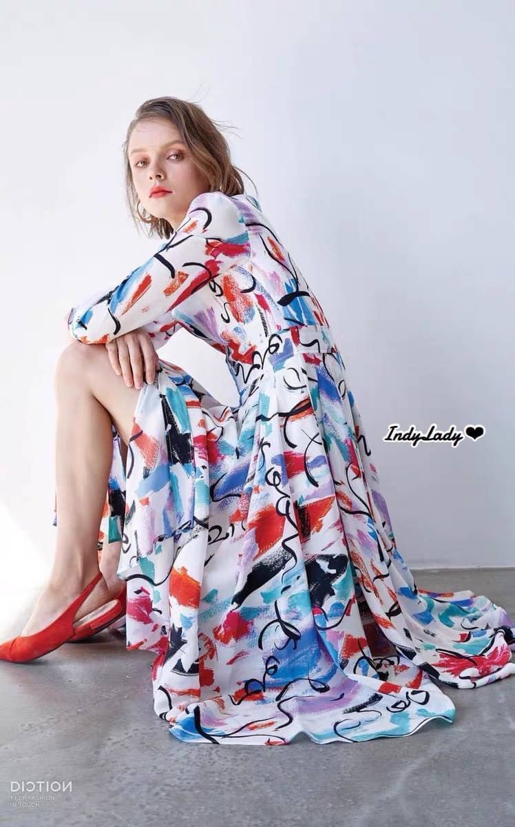Dress ทรงสวย พิมพ์ลายสีสดใส