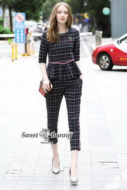 เสื้อ+กางเกงผ้าทอตาราง