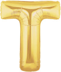ลูกโป่งตัวอักษร T ขนาด 40 นิ้ว สีทอง Alphabet Letter Foil Balloon Gold Color