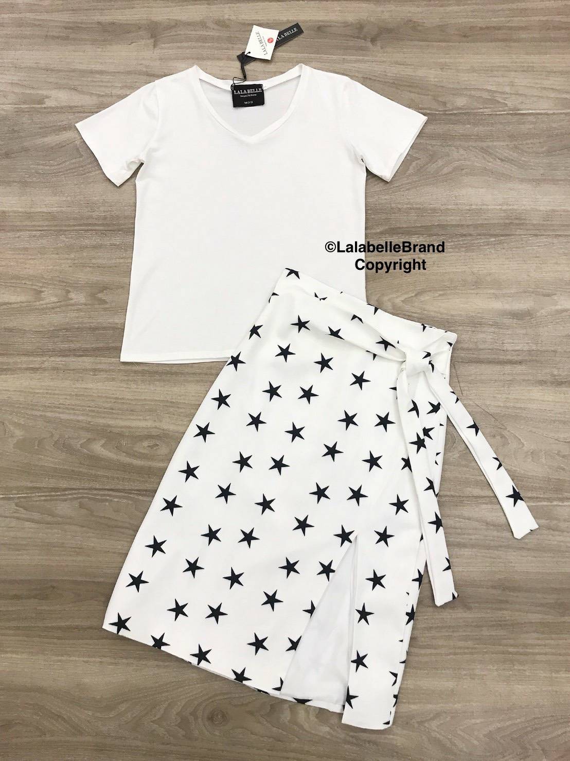 เซต2ชิ้นเสื้อยืดคอวีแขนสั้นผ้านิ่ม