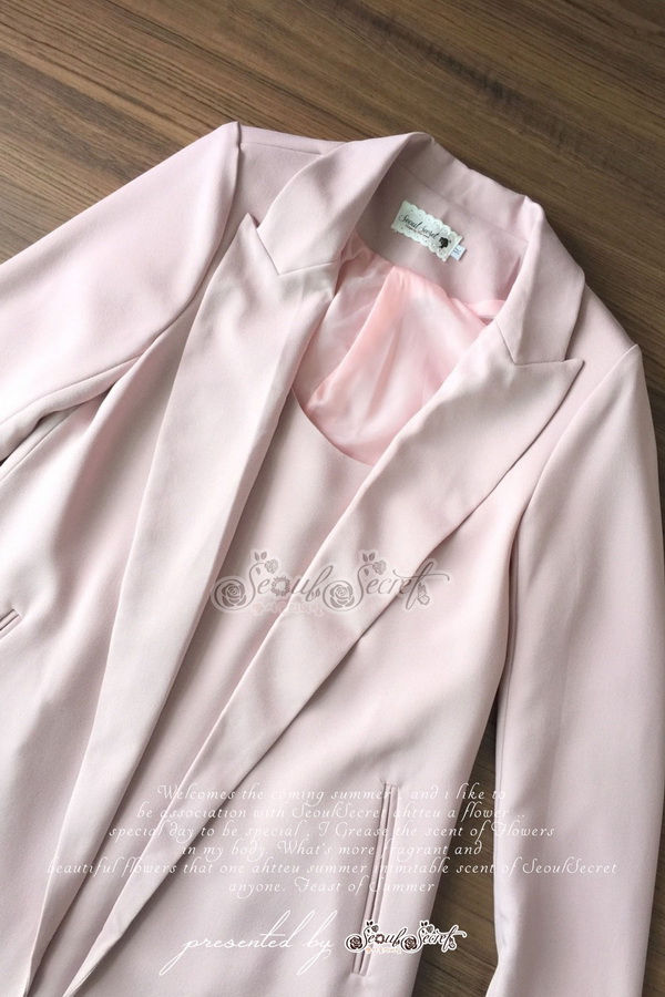 ชุดทรงเสื้อสูทตัวยาว สีชมพู