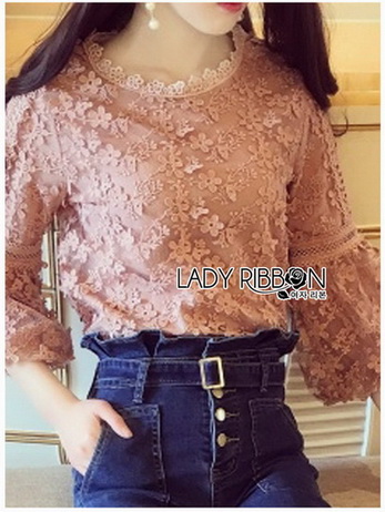 Chic Flower Lace Blouse เสื้อแขนยาว