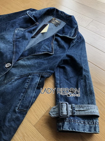 Feminine Lady Ribbon Denim Blazer