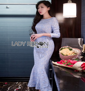 Lady Ribbon Mermaid Lace Dress