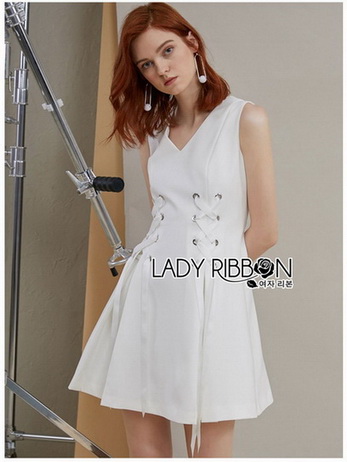 Lady Felix Double Lace-Down White Mini Dress
