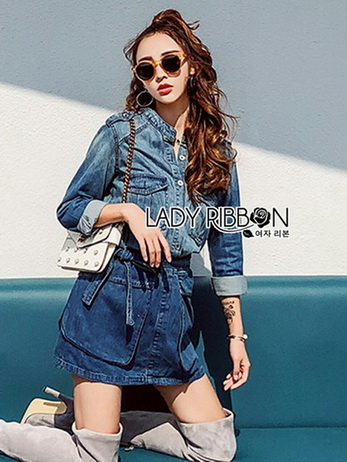 Lady Sarah Street Chic Denim Shirt Dress