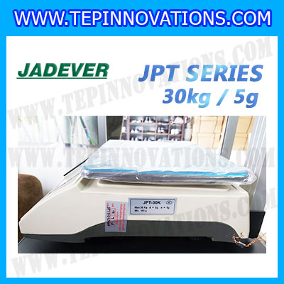 เครื่องชั่งดิจิตอล30กิโลกรัมมีปริ้น ยี่ห้อ JADEVER รุ่น JPT Series ความละเอียด0.005kg (ผ่านตรวจรับรองจากสำนักงานกลางชั่งตวงวัด)