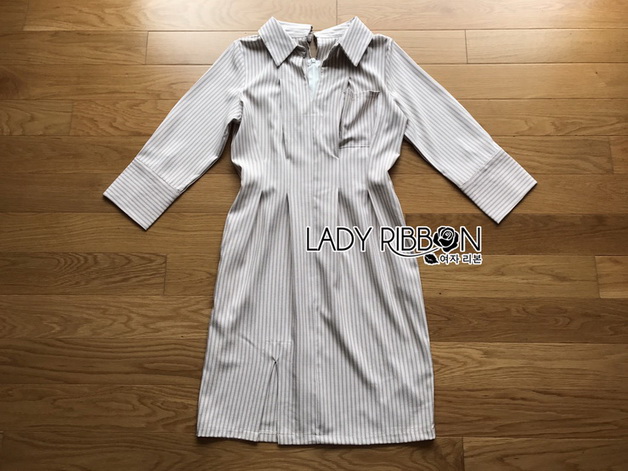 Shirt Dress Lady Ribbon เชิ้ตเดรสลายทาง