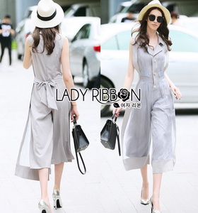 Lady RibbonYulia Minimal Chic Grey Organza Jumpsuit