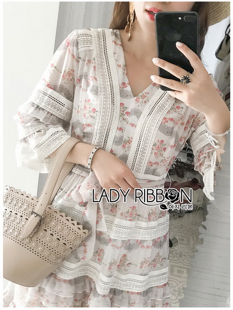 Dress เดรสผ้าชีฟองพิมพ์ลายดอกไม้