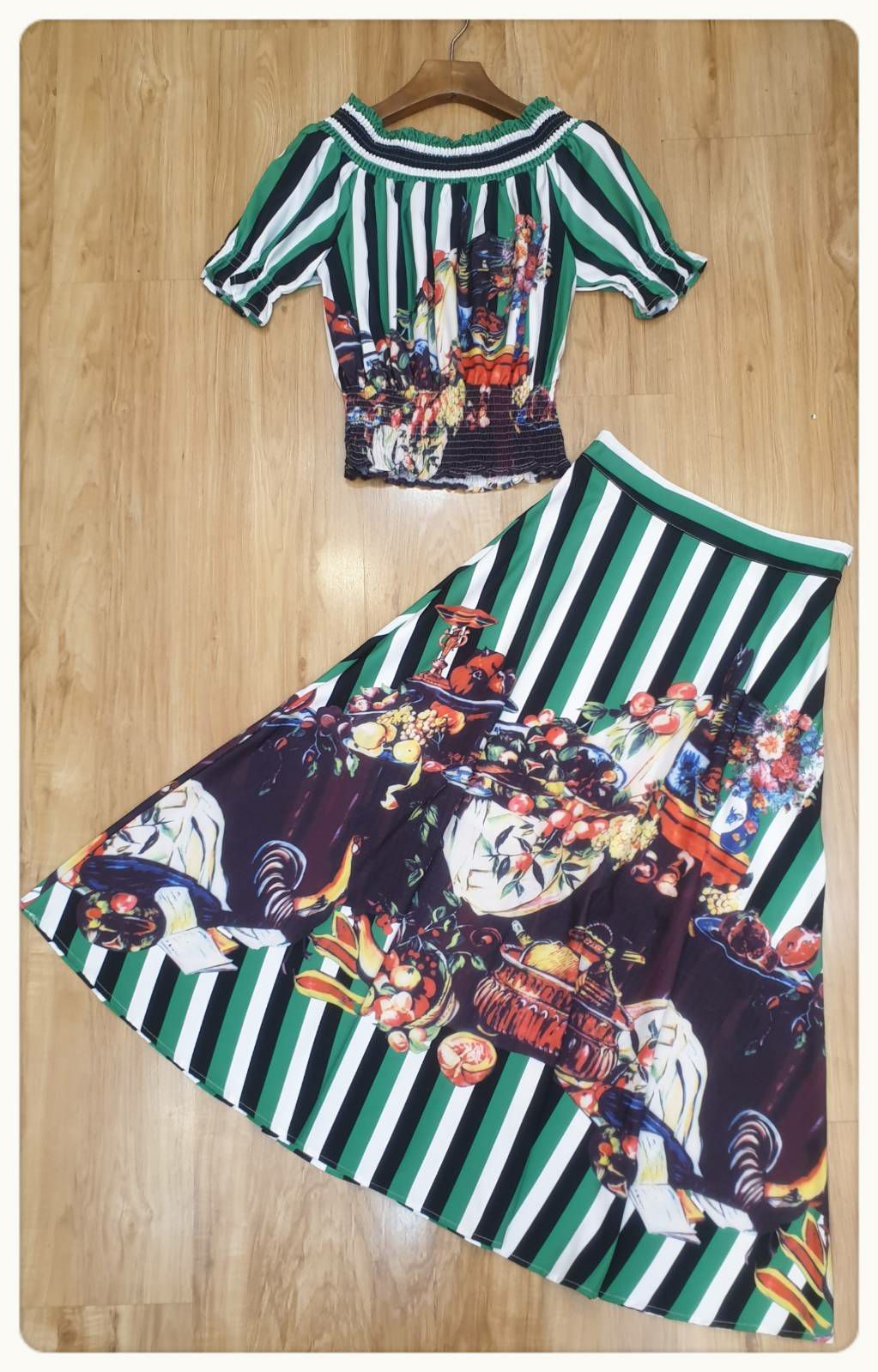เสื้อเปิดไหล่แขนพองทรวตุ๊กตาเสื้อเอวยาง