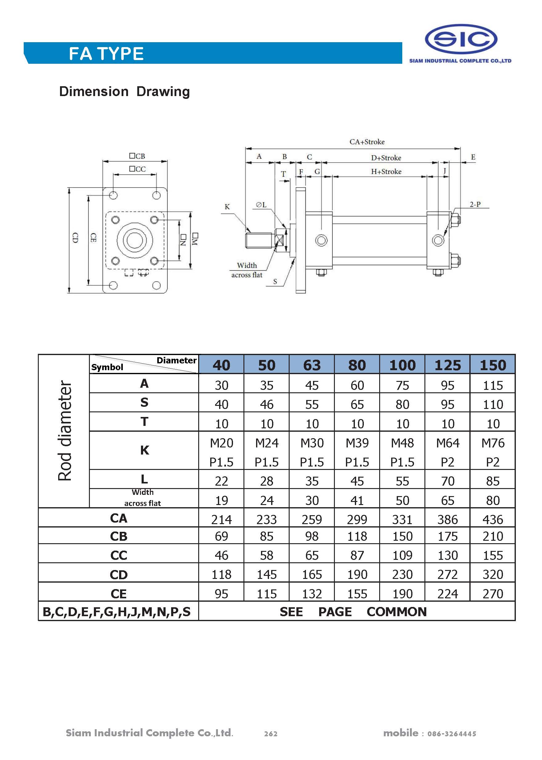 กระบอกไฮดรอลิค Hydraulic cylinder แบบ4เสารั้ง "HC1" Series