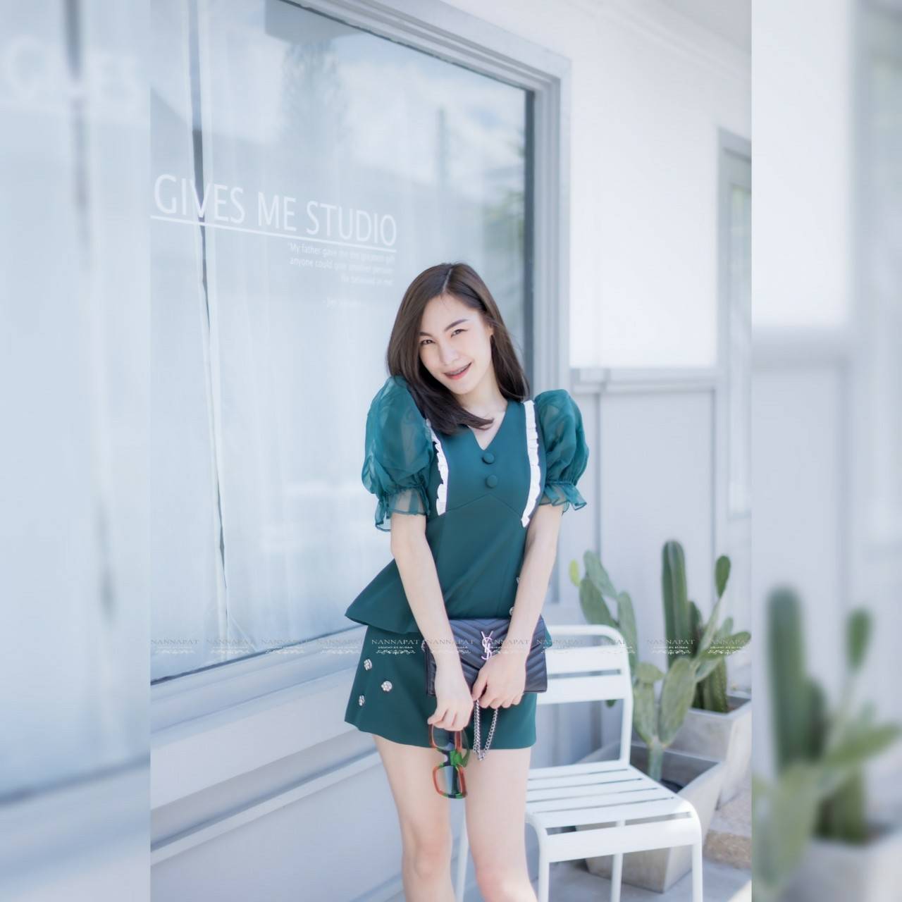 เสื้อแขนตุ๊กตาพองสวย หน้าอกมีเสริมฟองน้ำ