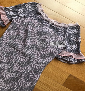 Grey & Pink Lace Dress Lady Ribbon เดรสเทาชมพู